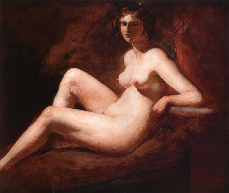 William Etty Reclining Femal Nude with Her Arm on a ledge